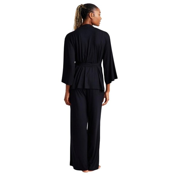 State Of Day Womens 2-Pc. Fluid-Knit Pajama Cardigan Pants 100189719MS Black XS - Picture 8 of 8